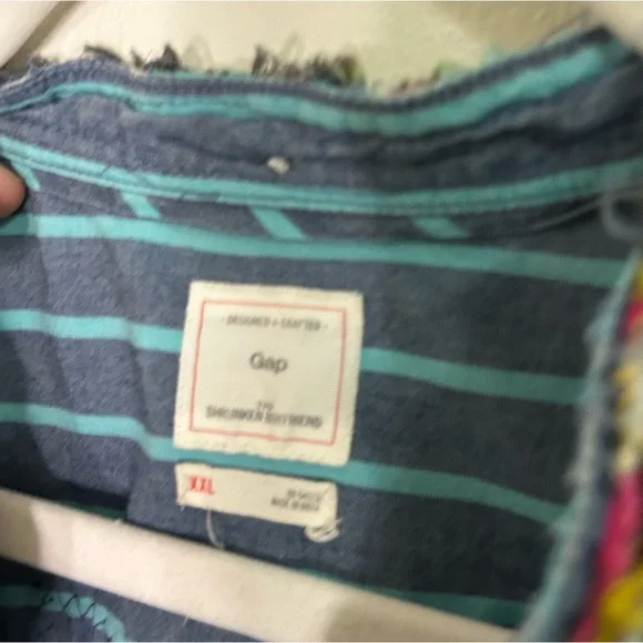 GAP striped button down patchwork funky patterned top - Picture 3 of 5